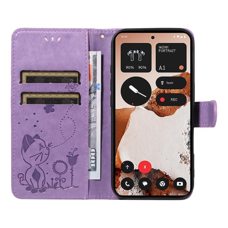 For Nothing CMF Phone 2 Pro Cat and Bee Embossed Flip Leather Phone Case