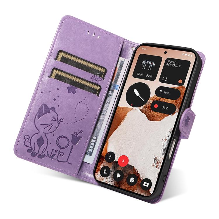 For Nothing CMF Phone 2 Pro Cat and Bee Embossed Flip Leather Phone Case