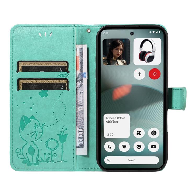 For Nothing Phone 3 Cat and Bee Embossed Flip Leather Phone Case