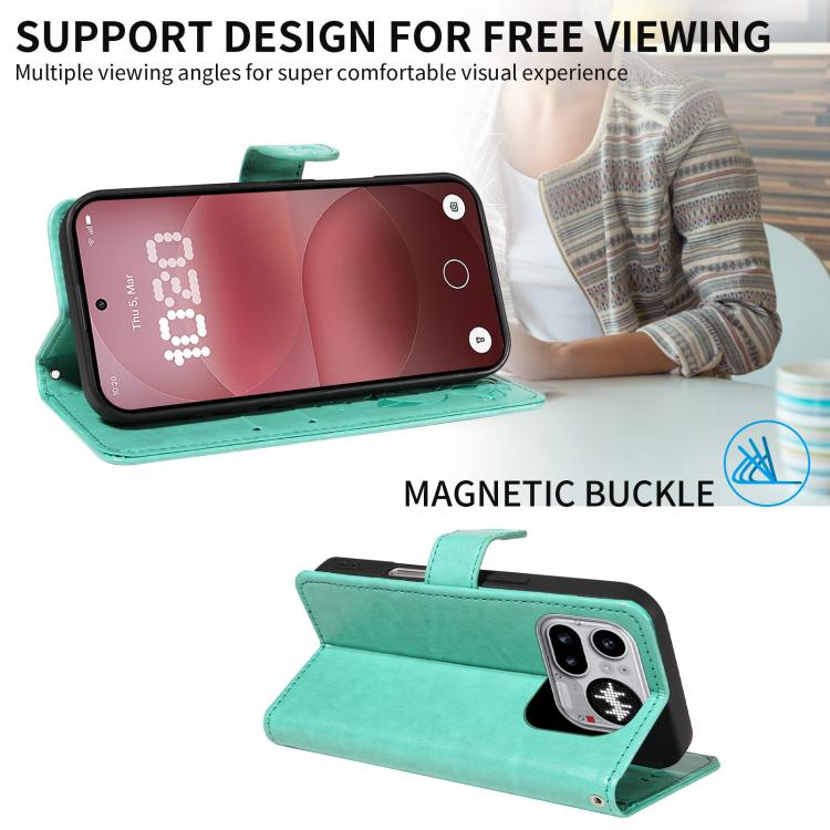 For Nothing Phone 4a Pro Cat and Bee Embossed Flip Leather Phone Case