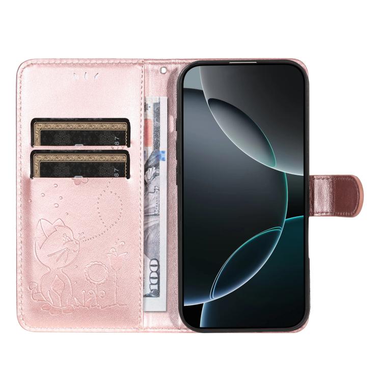 For Nothing Phone 4a Pro Cat and Bee Embossed Flip Leather Phone Case