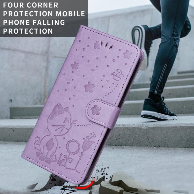 For Nothing Phone 4a Cat and Bee Embossed Flip Leather Phone Case