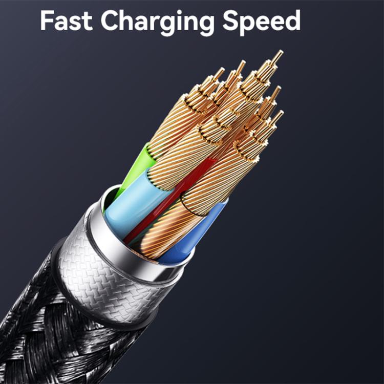 USAMS SJ754 72W 3 in 1 Colorful Light Aluminum Alloy Fast Data Charging Cable, Length: 1.2m - Gun Color