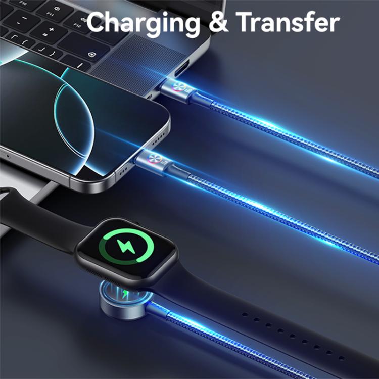 USAMS SJ754 72W 3 in 1 Colorful Light Aluminum Alloy Fast Data Charging Cable, Length: 1.2m - Gun Color