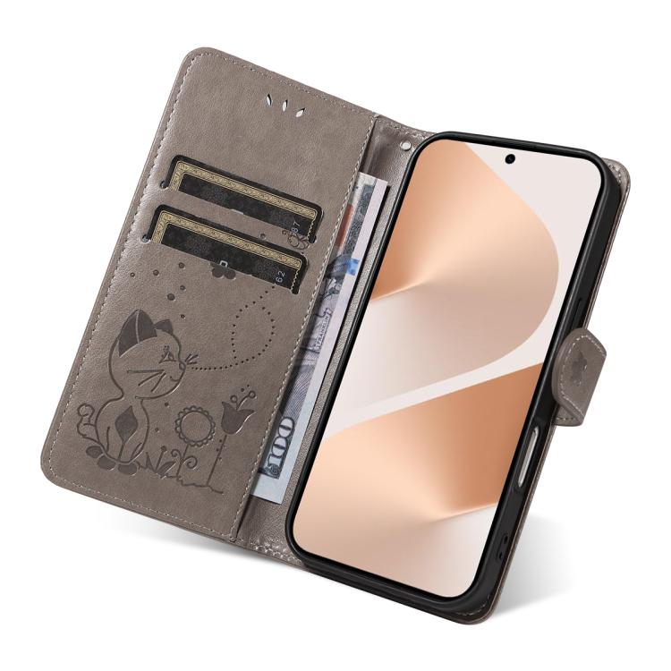 For Huawei Pura 80 5G Cat and Bee Embossed Flip Leather Phone Case