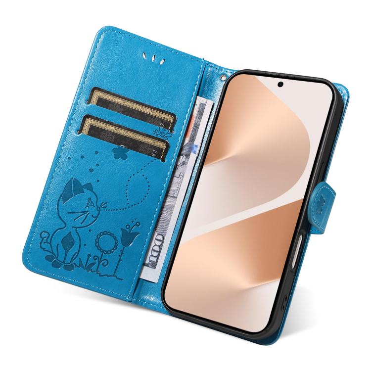 For Huawei Pura 80 5G Cat and Bee Embossed Flip Leather Phone Case