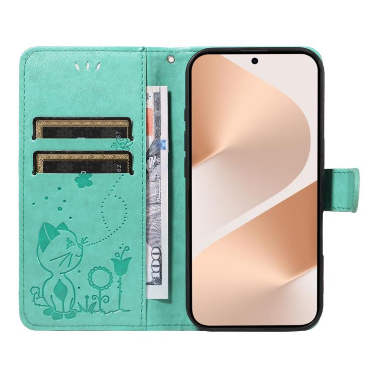 For Huawei Pura 80 5G Cat and Bee Embossed Flip Leather Phone Case