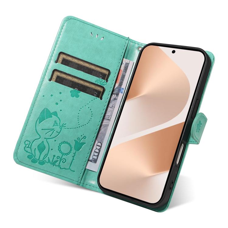 For Huawei Pura 80 5G Cat and Bee Embossed Flip Leather Phone Case