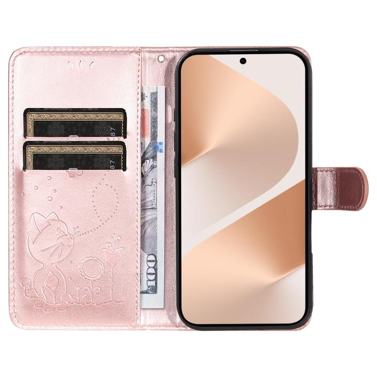 For Huawei Pura 80 5G Cat and Bee Embossed Flip Leather Phone Case