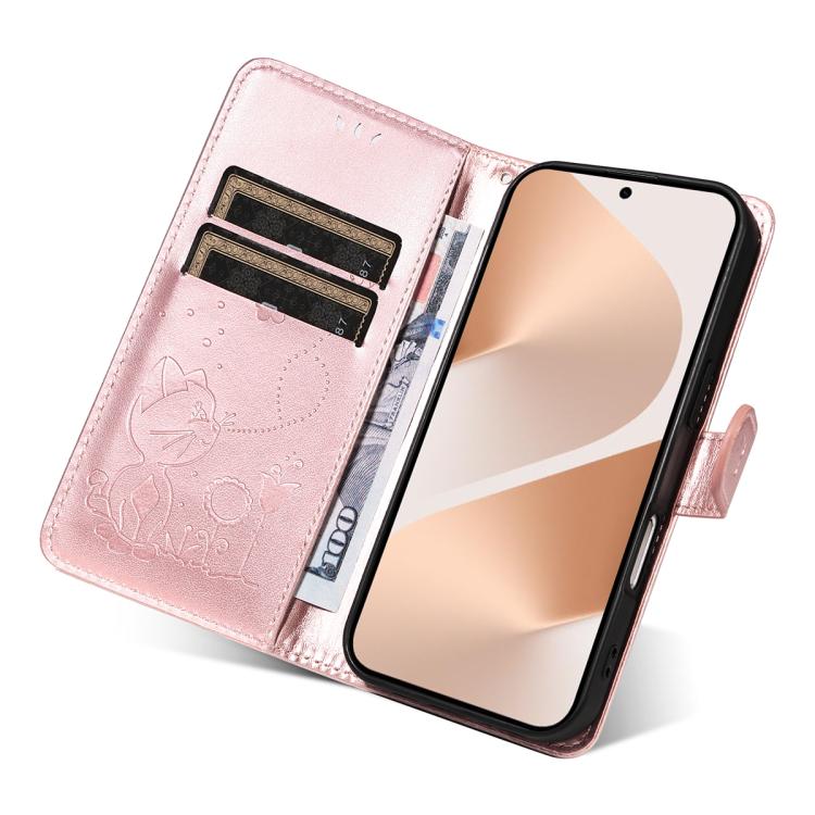 For Huawei Pura 80 5G Cat and Bee Embossed Flip Leather Phone Case