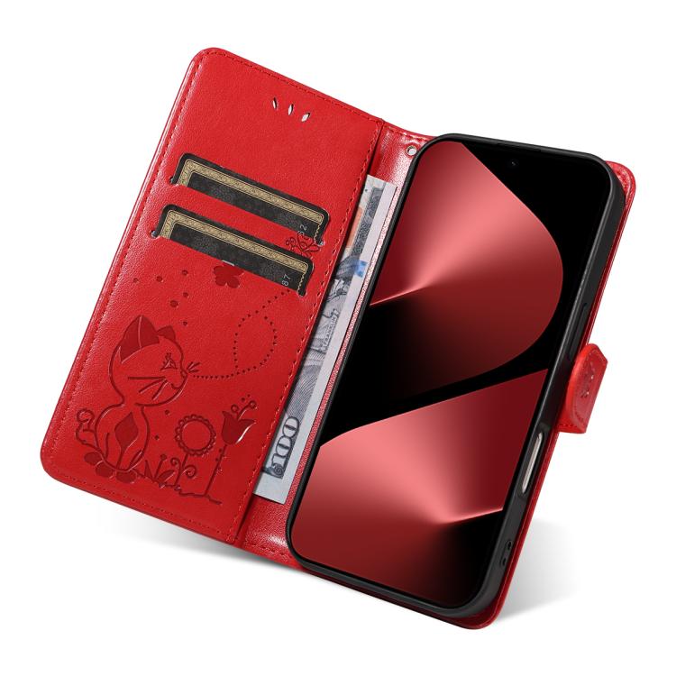 For Huawei Pura 80 Pro 5G Cat and Bee Embossed Flip Leather Phone Case