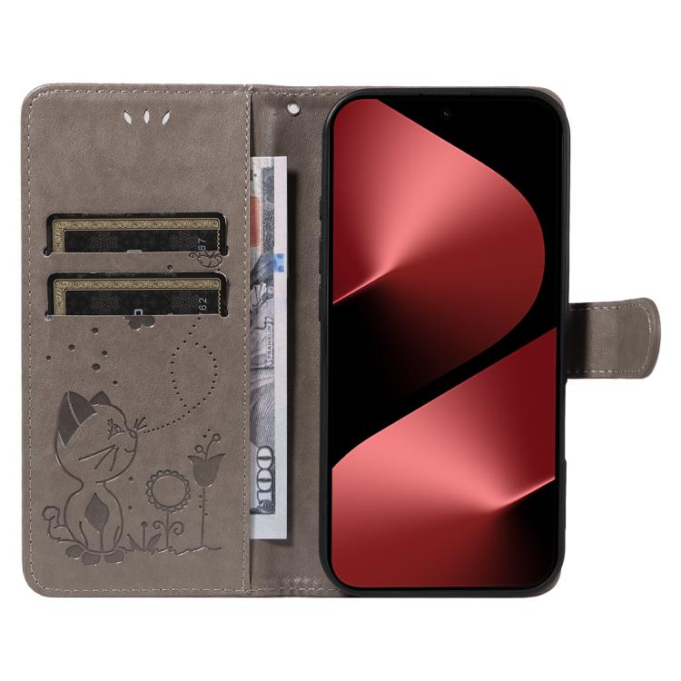 For Huawei Pura 80 Pro 5G Cat and Bee Embossed Flip Leather Phone Case