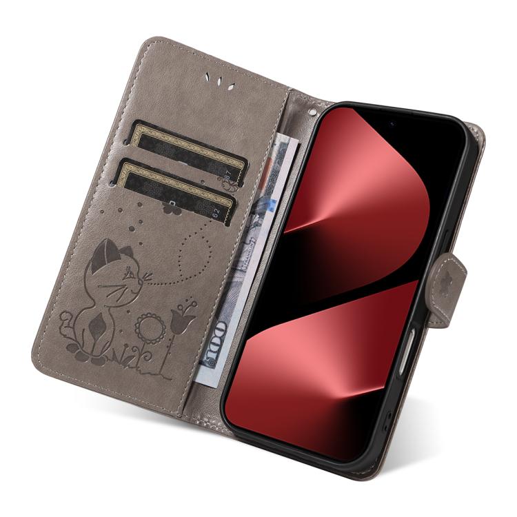 For Huawei Pura 80 Pro 5G Cat and Bee Embossed Flip Leather Phone Case
