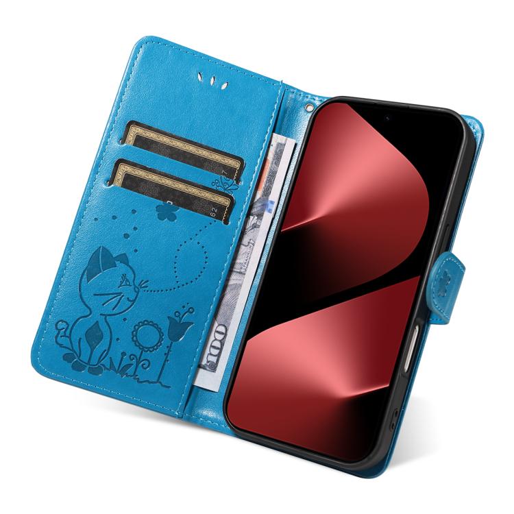 For Huawei Pura 80 Pro 5G Cat and Bee Embossed Flip Leather Phone Case