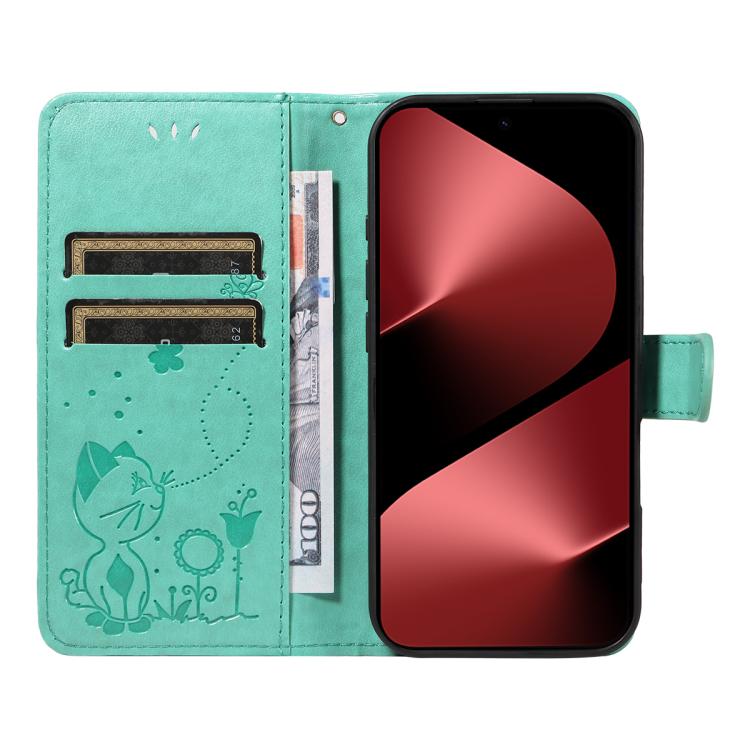 For Huawei Pura 80 Pro 5G Cat and Bee Embossed Flip Leather Phone Case