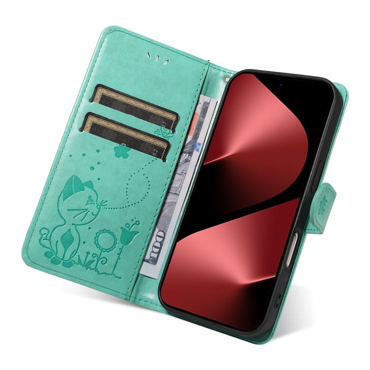 For Huawei Pura 80 Pro 5G Cat and Bee Embossed Flip Leather Phone Case