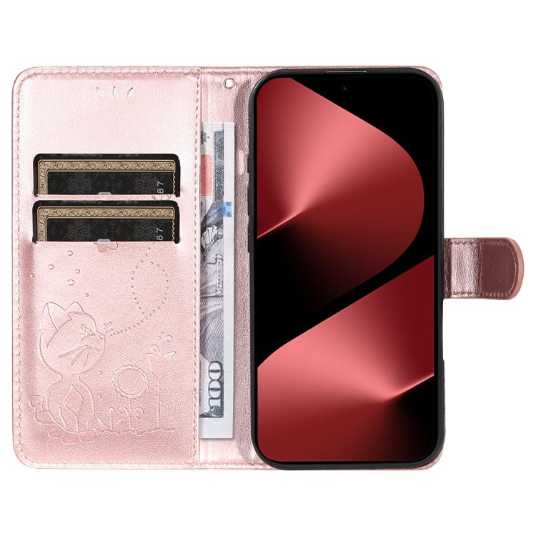 For Huawei Pura 80 Pro 5G Cat and Bee Embossed Flip Leather Phone Case