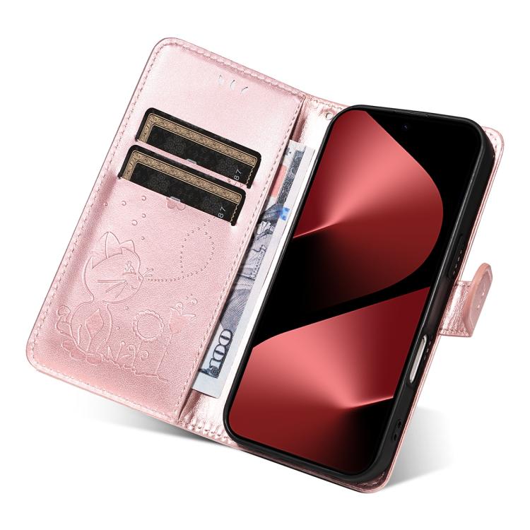 For Huawei Pura 80 Pro 5G Cat and Bee Embossed Flip Leather Phone Case