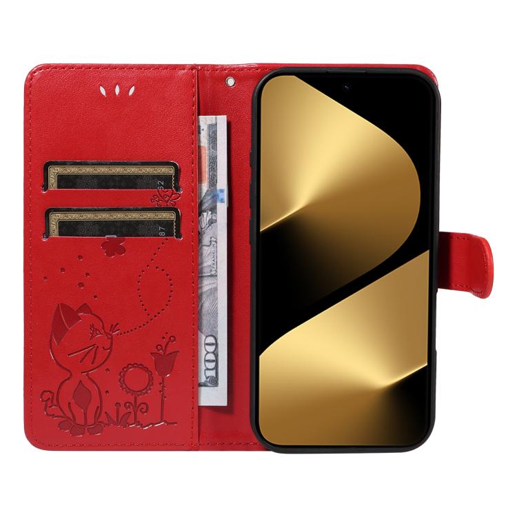 For Huawei Pura 80 Ultra 5G Cat and Bee Embossed Flip Leather Phone Case