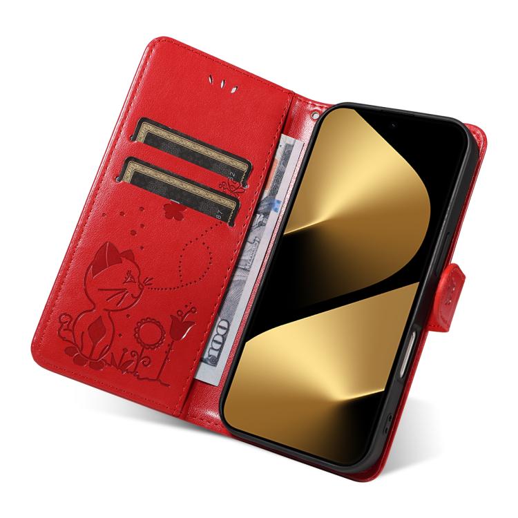 For Huawei Pura 80 Ultra 5G Cat and Bee Embossed Flip Leather Phone Case