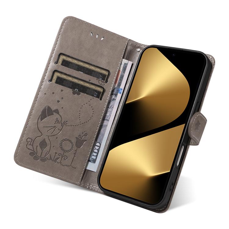 For Huawei Pura 80 Ultra 5G Cat and Bee Embossed Flip Leather Phone Case