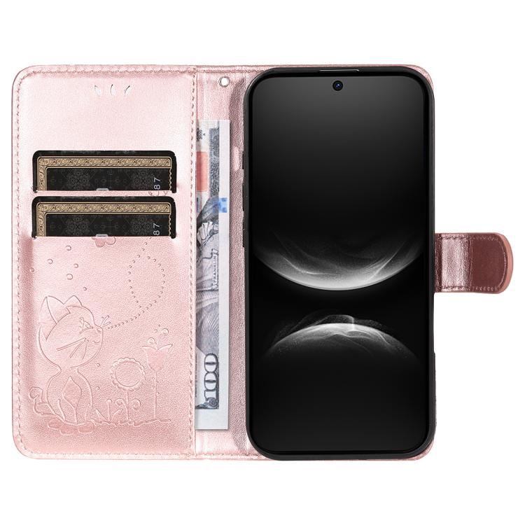 For Huawei Nova 14 Lite / Nova 14 Cat and Bee Embossed Flip Leather Phone Case