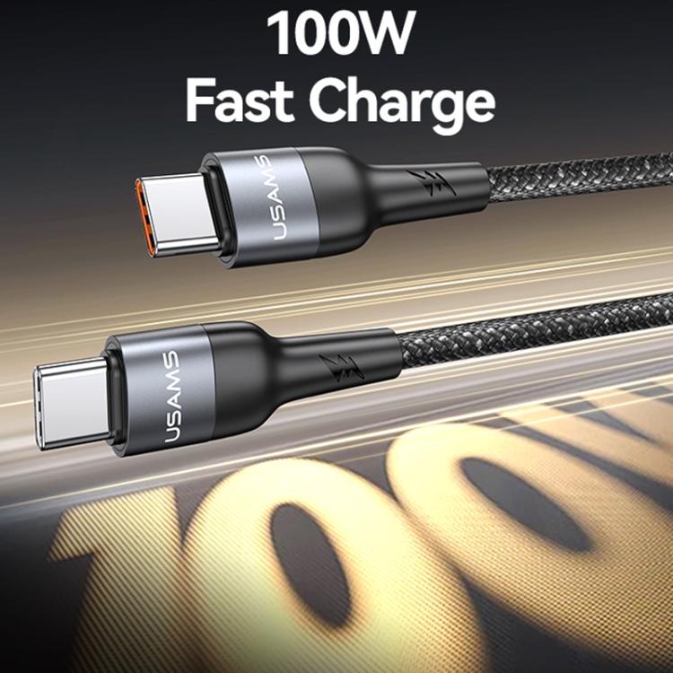 USAMS SJ759 U89 100W Fast Data Charging Cable with Massager, Length: 1.4m - Black