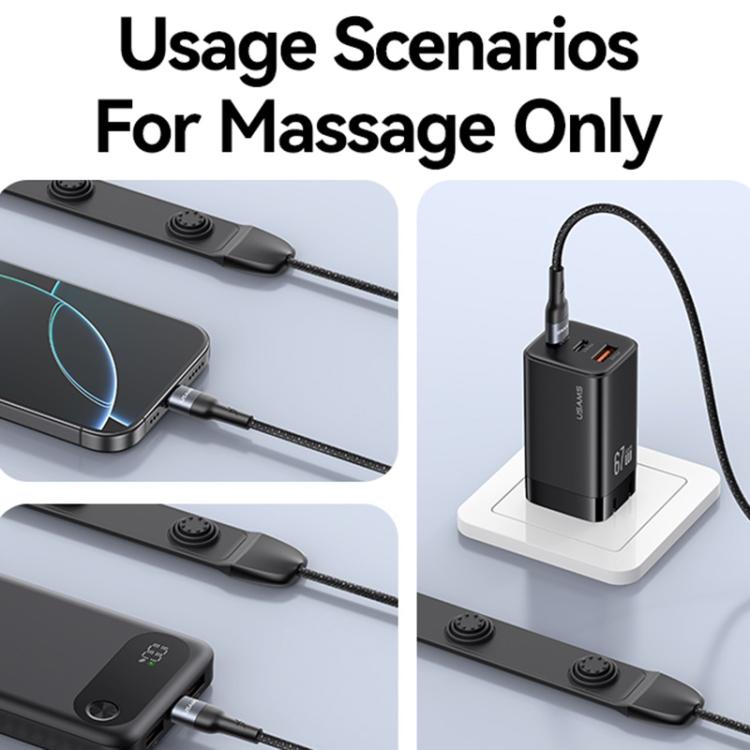 USAMS SJ759 U89 100W Fast Data Charging Cable with Massager, Length: 1.4m - Black