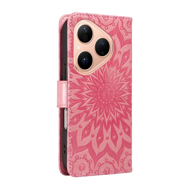 For Huawei Pura 80 5G Embossed Sunflower Pattern Flip Leather Phone Case