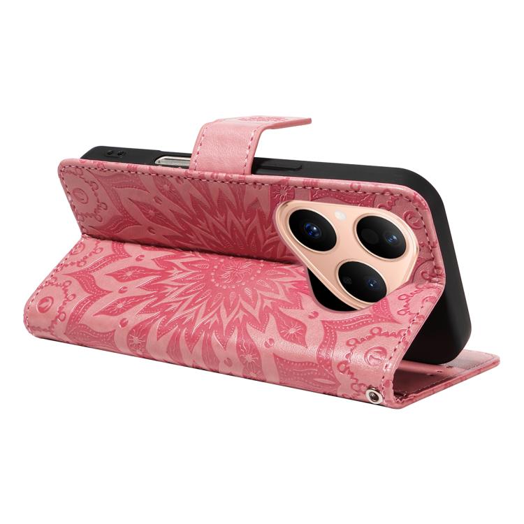 For Huawei Pura 80 5G Embossed Sunflower Pattern Flip Leather Phone Case