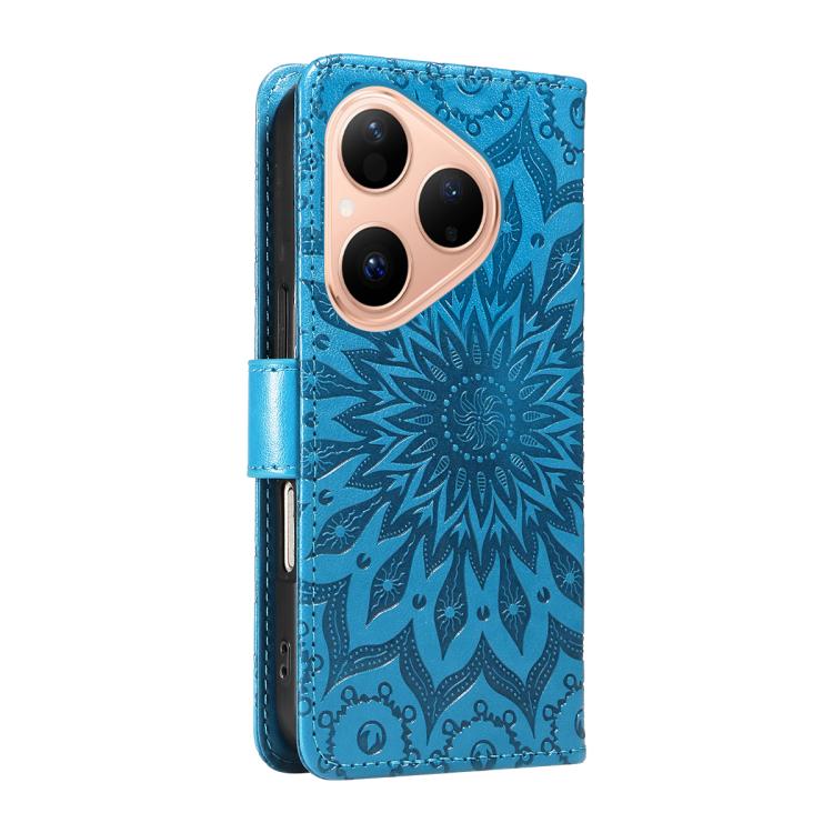 For Huawei Pura 80 5G Embossed Sunflower Pattern Flip Leather Phone Case