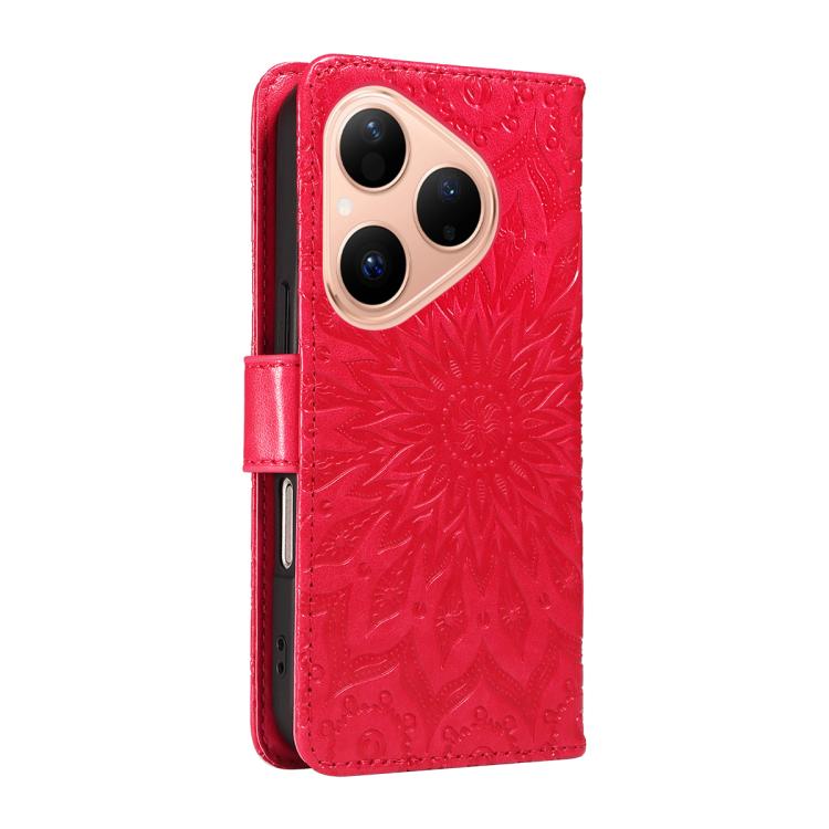 For Huawei Pura 80 5G Embossed Sunflower Pattern Flip Leather Phone Case