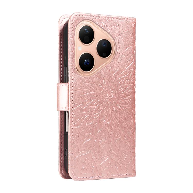For Huawei Pura 80 5G Embossed Sunflower Pattern Flip Leather Phone Case