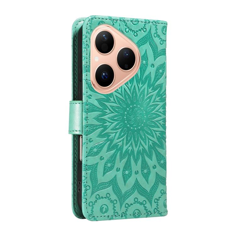 For Huawei Pura 80 5G Embossed Sunflower Pattern Flip Leather Phone Case