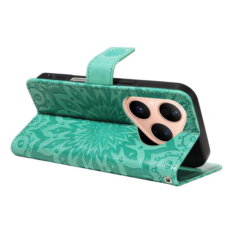 For Huawei Pura 80 5G Embossed Sunflower Pattern Flip Leather Phone Case