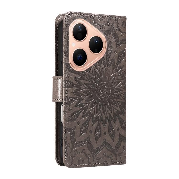 For Huawei Pura 80 5G Embossed Sunflower Pattern Flip Leather Phone Case