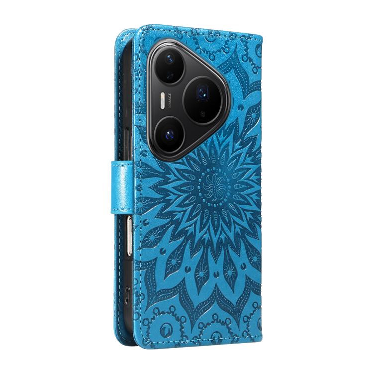 For Huawei Pura 80 Pro 5G Embossed Sunflower Pattern Flip Leather Phone Case