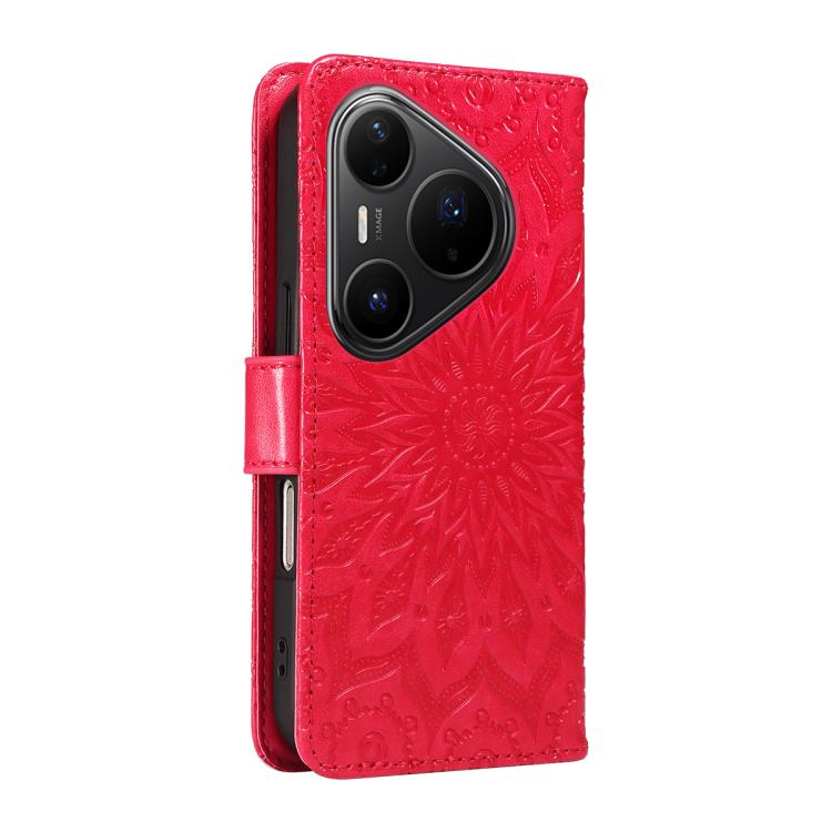 For Huawei Pura 80 Pro 5G Embossed Sunflower Pattern Flip Leather Phone Case