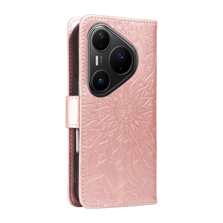 For Huawei Pura 80 Pro 5G Embossed Sunflower Pattern Flip Leather Phone Case