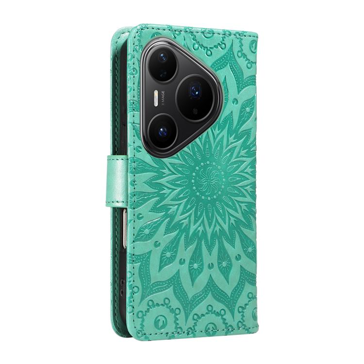 For Huawei Pura 80 Pro 5G Embossed Sunflower Pattern Flip Leather Phone Case