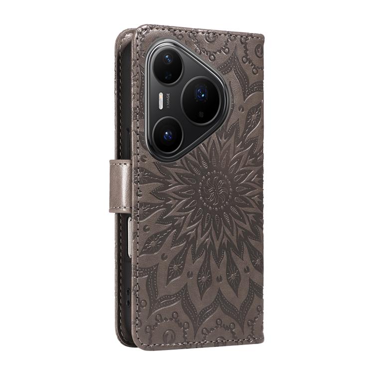 For Huawei Pura 80 Pro 5G Embossed Sunflower Pattern Flip Leather Phone Case