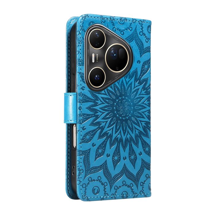 For Huawei Pura 80 Ultra 5G Embossed Sunflower Pattern Flip Leather Phone Case