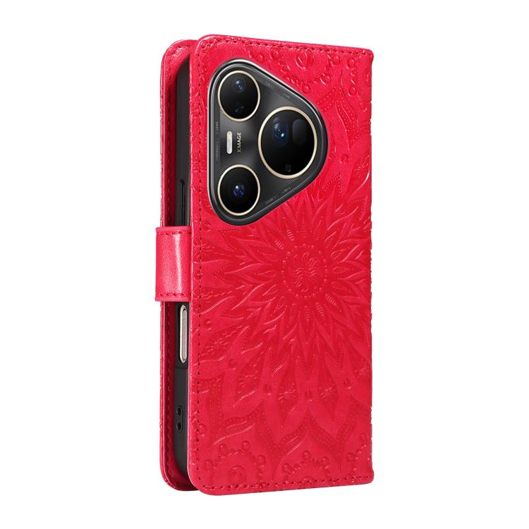 For Huawei Pura 80 Ultra 5G Embossed Sunflower Pattern Flip Leather Phone Case