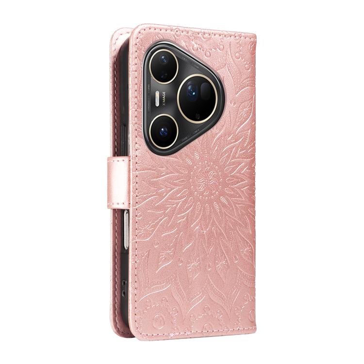 For Huawei Pura 80 Ultra 5G Embossed Sunflower Pattern Flip Leather Phone Case