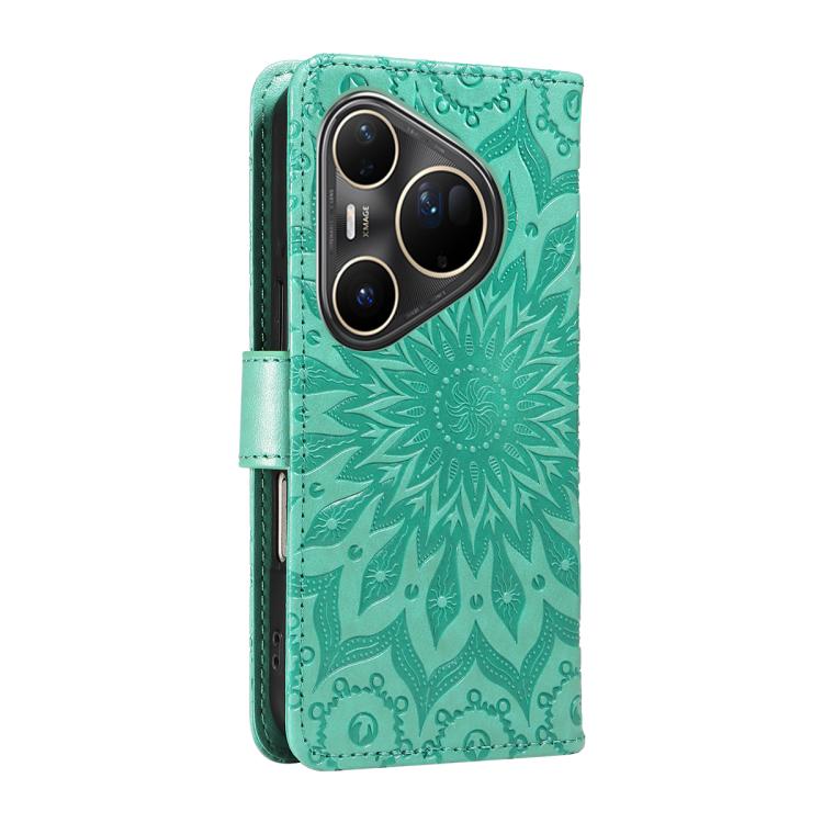 For Huawei Pura 80 Ultra 5G Embossed Sunflower Pattern Flip Leather Phone Case