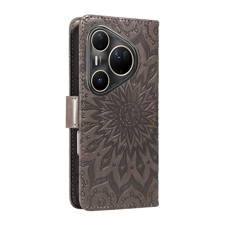 For Huawei Pura 80 Ultra 5G Embossed Sunflower Pattern Flip Leather Phone Case