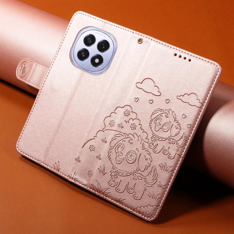 For OPPO F29 5G Global Embossed Heart Dog RFID Blocking Wallet Leather Phone Case