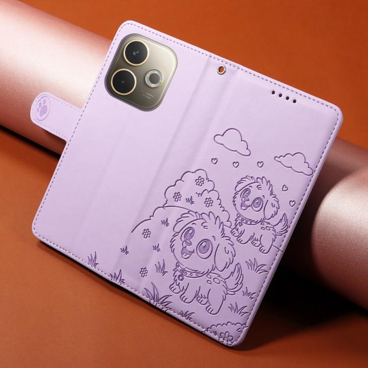 For OPPO A5 Pro 4G / 5G Global Embossed Heart Dog RFID Blocking Wallet Leather Phone Case