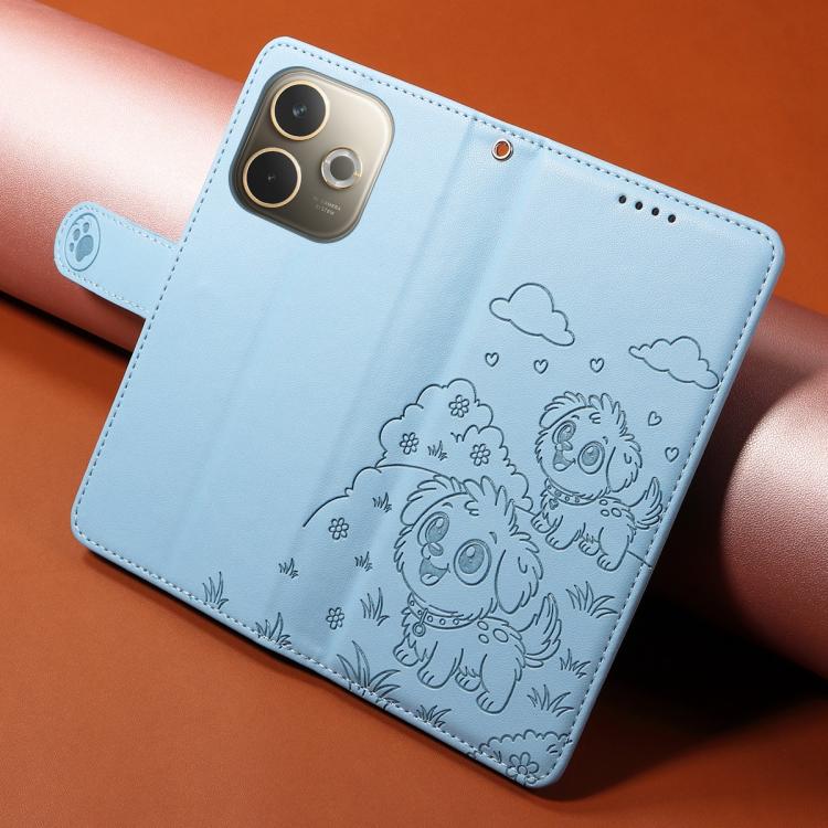 For OPPO A5 Pro 4G / 5G Global Embossed Heart Dog RFID Blocking Wallet Leather Phone Case