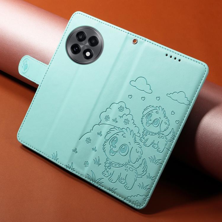 For OnePlus 13R / Ace 5 / 5 Pro Embossed Heart Dog RFID Blocking Wallet Leather Phone Case